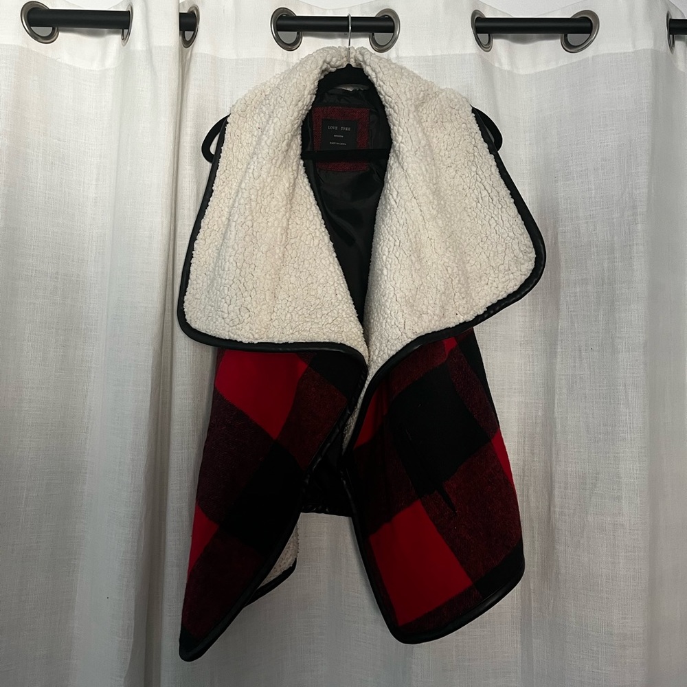 Buffalo plaid Sherpa vest